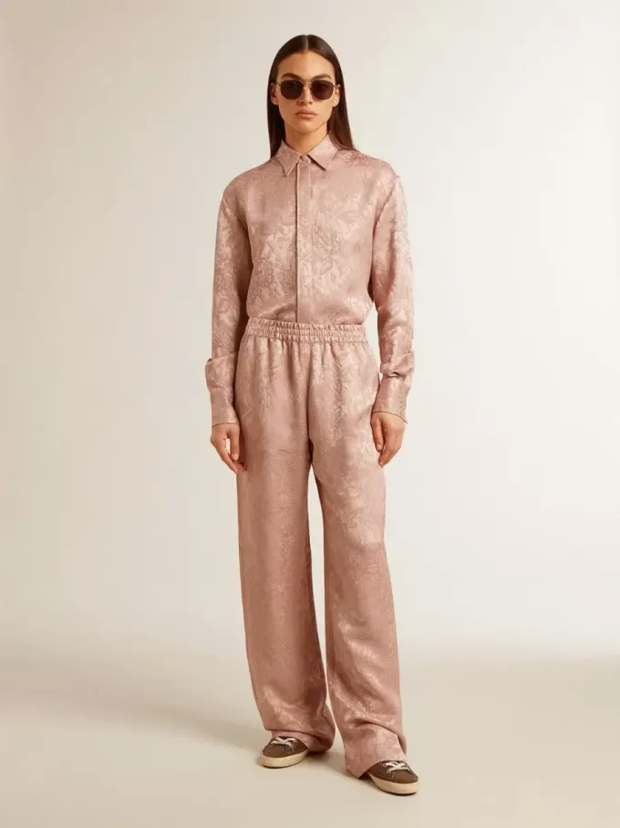 Camisa rosa de viscosa para mujer con estampado floral Camisa rosa de viscosa para mujer con estampado floral