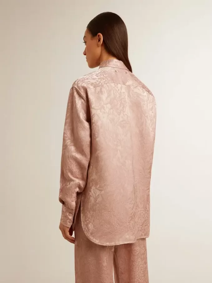 Camisa rosa de viscosa para mujer con estampado floral Camisa rosa de viscosa para mujer con estampado floral