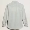 Camisa vaquera blanqueada para hombre con tachuelas martilladas Camisa vaquera blanqueada para hombre con tachuelas martilladas