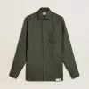 Camisa verde oscuro para hombre con rayas verticales Camisa verde oscuro para hombre con rayas verticales