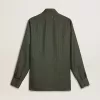 Camisa verde oscuro para hombre con rayas verticales Camisa verde oscuro para hombre con rayas verticales