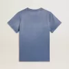 Camiseta azul claro descolorida para mujer con estampado en el pecho Camiseta azul claro descolorida para mujer con estampado en el pecho
