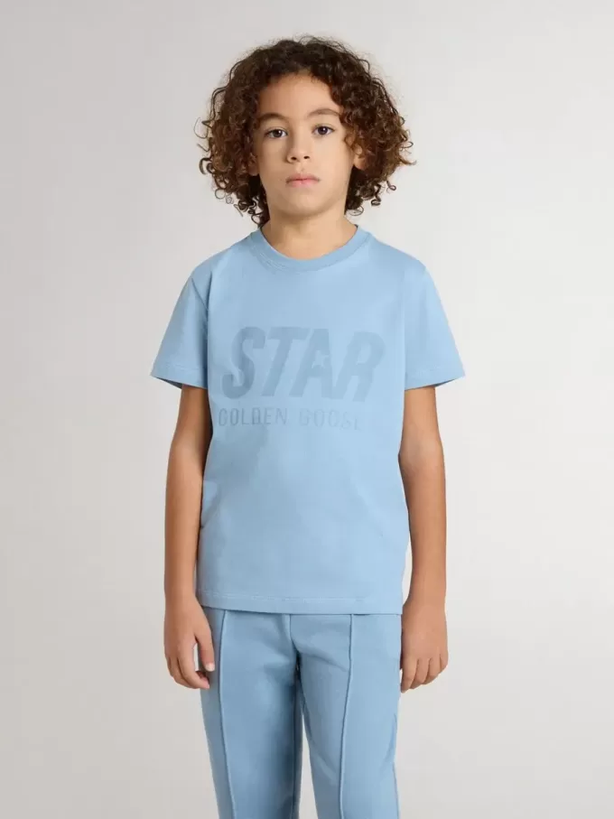Camiseta azul claro para niño con estampado