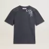 Camiseta azul para hombre con estampado blanco
