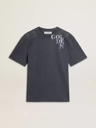 Camiseta azul para hombre con estampado blanco