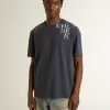 Camiseta azul para hombre con estampado blanco