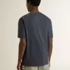 Camiseta azul para hombre con estampado blanco