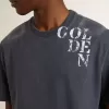 Camiseta azul para hombre con estampado blanco