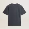 Camiseta azul para hombre con estampado blanco