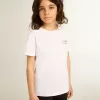 Camiseta blanca con logotipo plateado en contraste en la parte delantera Camiseta blanca con logotipo plateado en contraste en la parte delantera