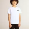 Camiseta blanca con logotipo y estrella negros en contraste Camiseta blanca con logotipo y estrella negros en contraste