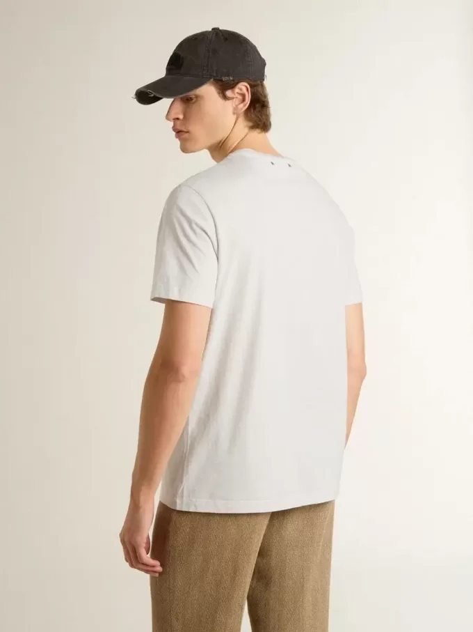 Camiseta blanca de algodón para hombre con estampado verde Camiseta blanca de algodón para hombre con estampado verde