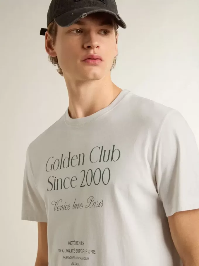 Camiseta blanca de algodón para hombre con estampado verde Camiseta blanca de algodón para hombre con estampado verde