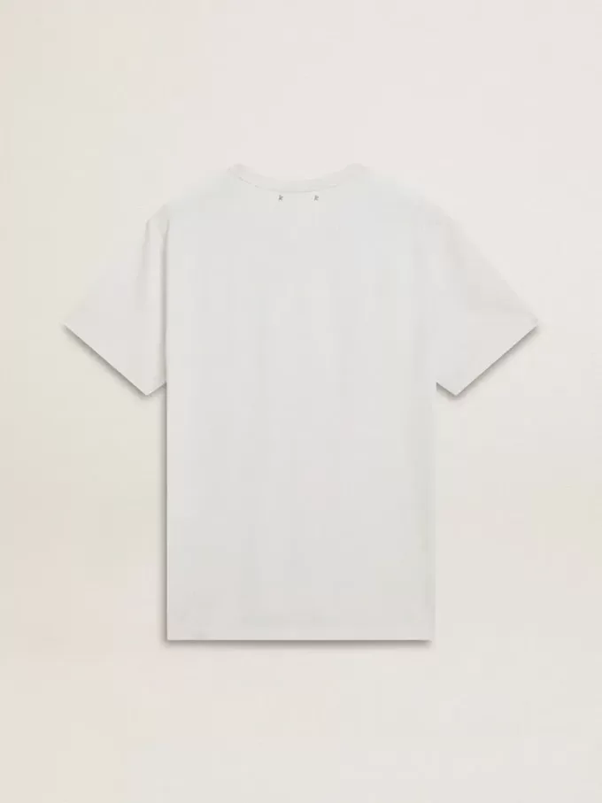 Camiseta blanca de algodón para hombre con estampado verde Camiseta blanca de algodón para hombre con estampado verde
