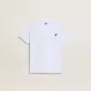 Camiseta blanca de algodón para niños con estampado plateado