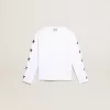 Camiseta blanca de manga larga con estrellas negras en contraste