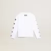 Camiseta blanca de manga larga con estrellas negras en contraste