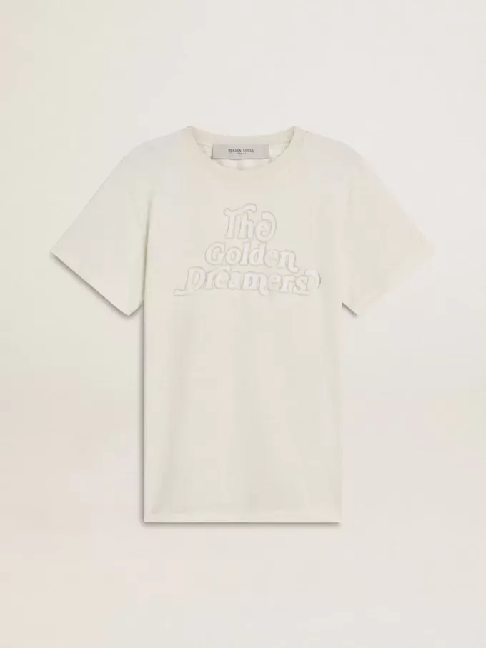 Camiseta blanca de mujer con estampado en la parte delantera Camiseta blanca de mujer con estampado en la parte delantera