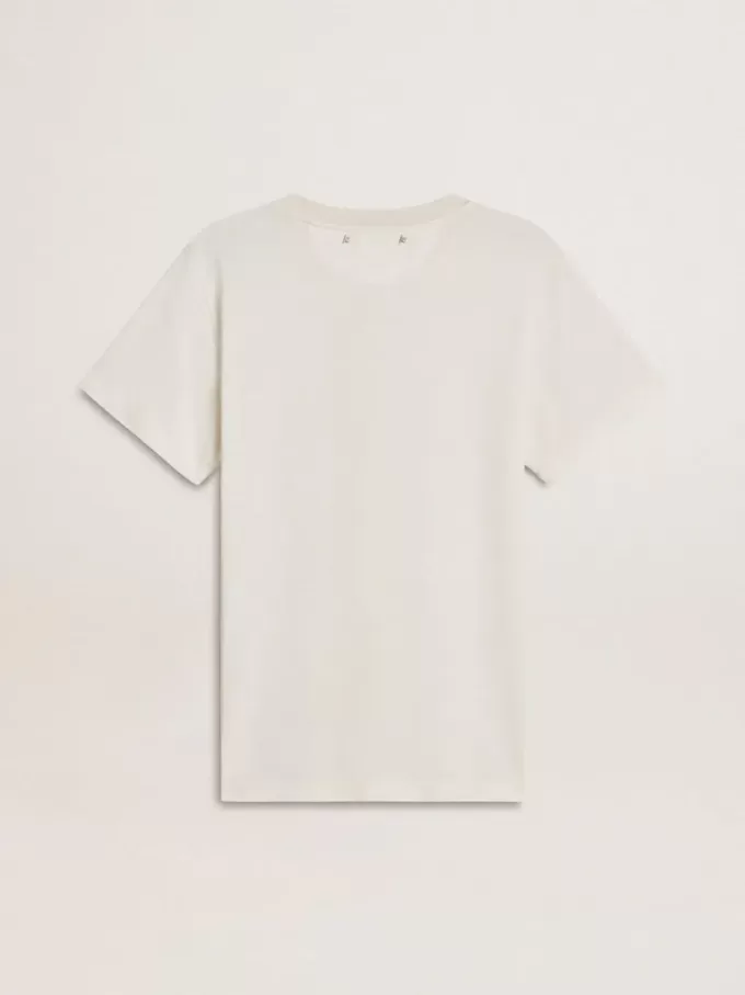 Camiseta blanca de mujer con estampado en la parte delantera Camiseta blanca de mujer con estampado en la parte delantera
