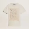 Camiseta blanca de mujer con estampado floral Camiseta blanca de mujer con estampado floral