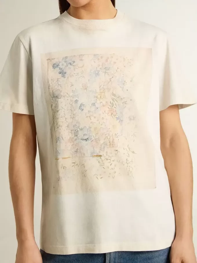 Camiseta blanca de mujer con estampado floral Camiseta blanca de mujer con estampado floral