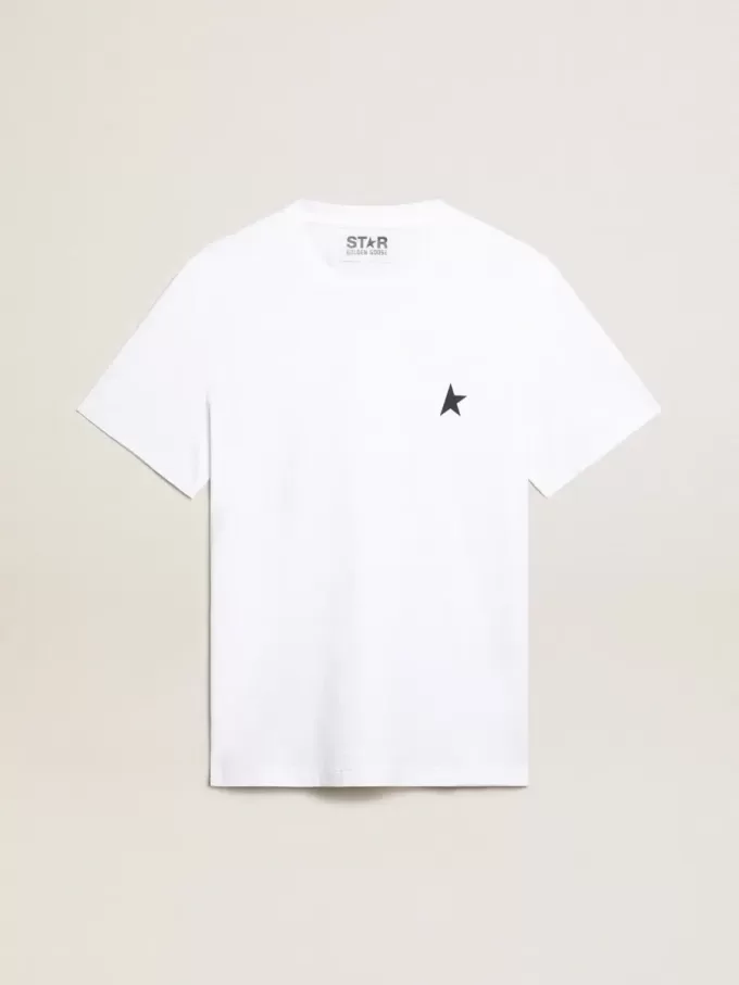 Camiseta blanca de mujer con estrella azul oscuro en la parte delantera Camiseta blanca de mujer con estrella azul oscuro en la parte delantera