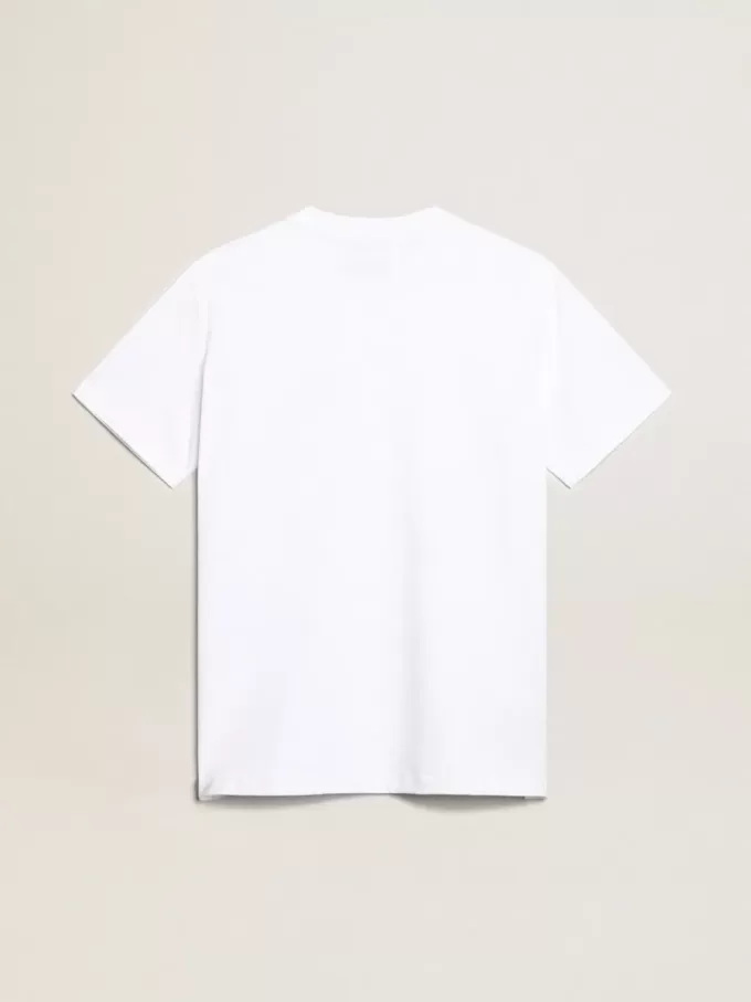 Camiseta blanca de mujer con estrella azul oscuro en la parte delantera Camiseta blanca de mujer con estrella azul oscuro en la parte delantera