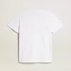 Camiseta blanca de mujer con estrella burdeos en la parte delantera Camiseta blanca de mujer con estrella burdeos en la parte delantera