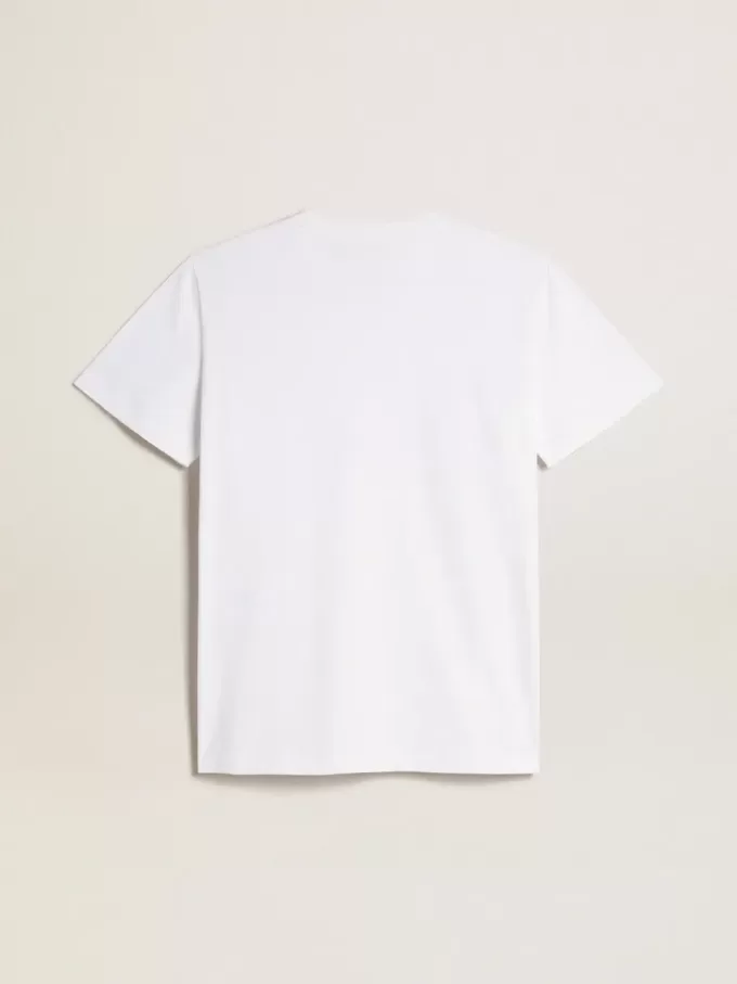 Camiseta blanca de mujer con estrella burdeos en la parte delantera Camiseta blanca de mujer con estrella burdeos en la parte delantera