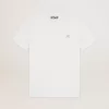 Camiseta blanca de mujer con estrella plateada brillante en la parte delantera