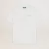 Camiseta blanca de mujer con logotipo y estrella plateados brillantes Camiseta blanca de mujer con logotipo y estrella plateados brillantes