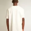 Camiseta blanca para hombre con efecto desgastado Camiseta blanca para hombre con efecto desgastado
