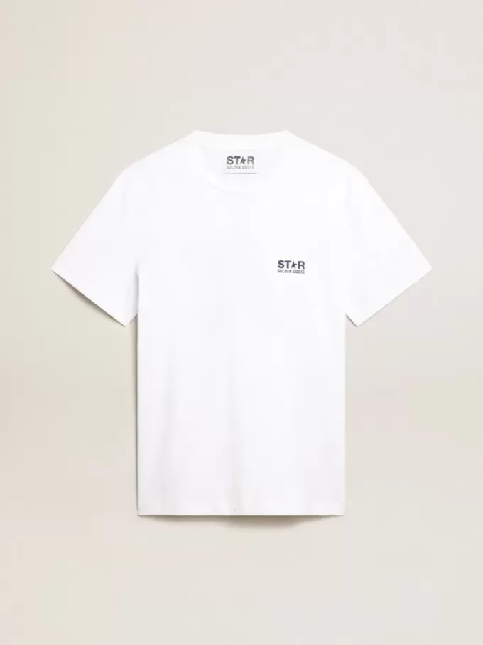 Camiseta blanca para hombre con estrella azul oscuro en la espalda Camiseta blanca para hombre con estrella azul oscuro en la espalda