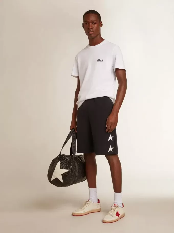 Camiseta blanca para hombre con estrella azul oscuro en la espalda Camiseta blanca para hombre con estrella azul oscuro en la espalda
