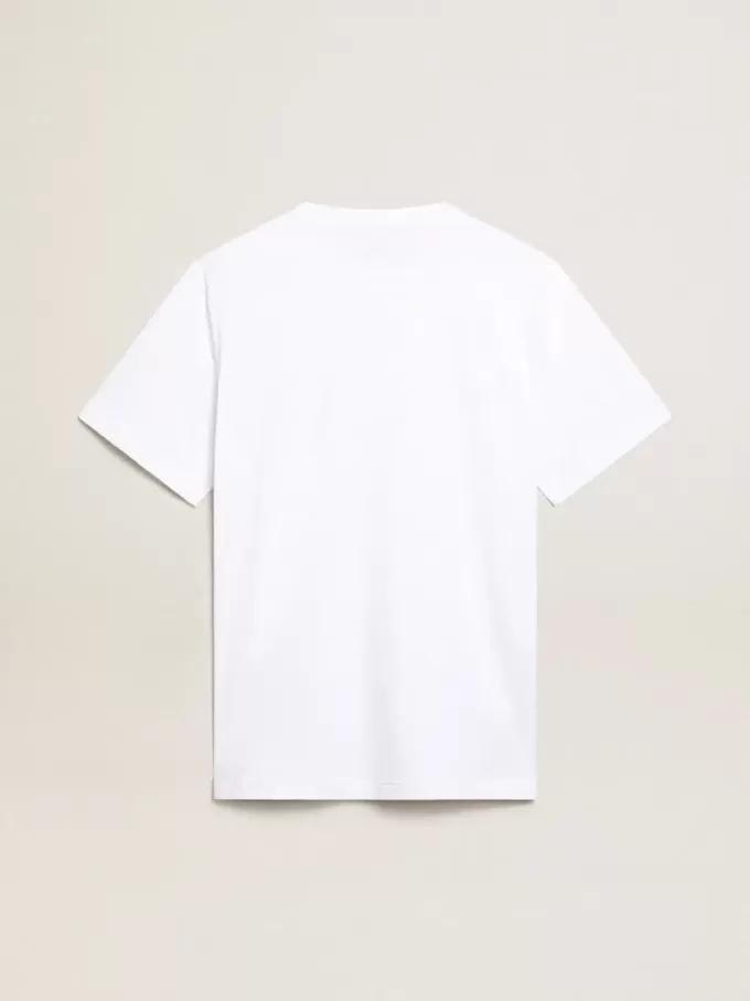 Camiseta blanca para hombre con estrella azul oscuro en la parte delantera Camiseta blanca para hombre con estrella azul oscuro en la parte delantera