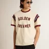 Camiseta blanca para hombre con letras burdeos en la parte delantera Camiseta blanca para hombre con letras burdeos en la parte delantera