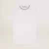 Camiseta blanca para mujer con cristales cabujones Camiseta blanca para mujer con cristales cabujones