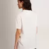 Camiseta blanca para mujer con cristales cabujones Camiseta blanca para mujer con cristales cabujones