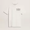 Camiseta blanca para mujer con estampado negro en el pecho Camiseta blanca para mujer con estampado negro en el pecho