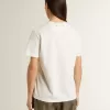 Camiseta blanca para mujer con estampado negro en el pecho Camiseta blanca para mujer con estampado negro en el pecho