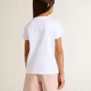 Camiseta blanca para niña con letras doradas y purpurina rosa. Camiseta blanca para niña con letras doradas y purpurina rosa.