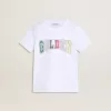 Camiseta blanca para niño con estampado multicolor dorado Camiseta blanca para niño con estampado multicolor dorado