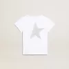 Camiseta blanca y plateada con logotipo y estrella maxi en purpurina plateada Camiseta blanca y plateada con logotipo y estrella maxi en purpurina plateada