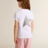 Camiseta blanca y plateada con logotipo y estrella maxi en purpurina plateada Camiseta blanca y plateada con logotipo y estrella maxi en purpurina plateada