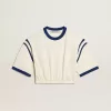 Camiseta corta de algodón blanco envejecido con letras en la espalda Camiseta corta de algodón blanco envejecido con letras en la espalda