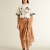 Camiseta corta oversize para mujer en jersey blanco con bordados y estampado «Venezia Mediterraneo». Camiseta corta oversize para mujer en jersey blanco con bordados y estampado «Venezia Mediterraneo».