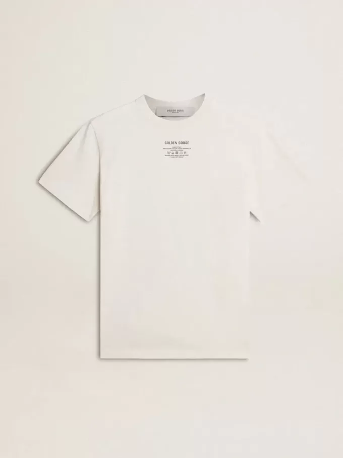 Camiseta de algodón blanco desgastado para hombre con letras negras Camiseta de algodón blanco desgastado para hombre con letras negras