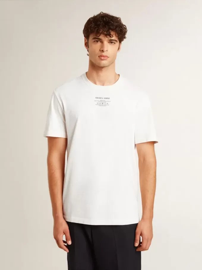 Camiseta de algodón blanco desgastado para hombre con letras negras Camiseta de algodón blanco desgastado para hombre con letras negras