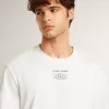 Camiseta de algodón blanco desgastado para hombre con letras negras Camiseta de algodón blanco desgastado para hombre con letras negras