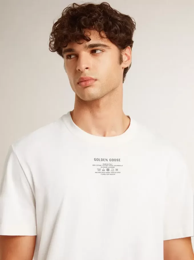 Camiseta de algodón blanco desgastado para hombre con letras negras Camiseta de algodón blanco desgastado para hombre con letras negras
